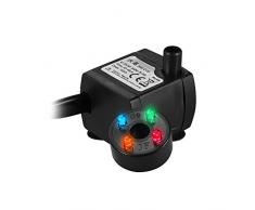 Decdeal Pompa Sommersa dell'Acqua con 4 LED per Acquario Stagno Pesci Vasca da Tavolo Fontana Idroponica 4.9 ft (1.5 m)