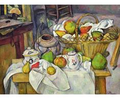 STAMPA-SU-TELA-INCORNICIATA-Cezanne-Paul-Cm_92_X_122-Natura-morta-con-carrello-(particolare)-Natura-morta-con-carrello-(particolare)-Quadro-su-tela-con-cornice-a-cassetta-americana-Canvas-in