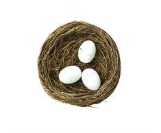 Nido di uccello con 3 Uova di Pettirosso, casa o giardino decorazione per primavera/Pasqua