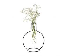 Balvi Vaso Round Silhouette Colore nero Vaso decorativo di vetro e metallo Vaso originale in forma di