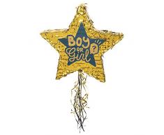 Boland 53253 – Pinata Boy or Girl, dimensioni 44 x 44 x 8 cm, colore oro, nero, nascita, baby shower, decorazione, regalo