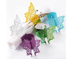 MORGIANA 50 anelli portatovaglioli 3D a forma di farfalla, usa e getta, decorazione da tavola, per matrimoni, compleanni, Natale, 5 colori
