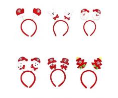 6 pezzi Fascia di Natale, Fascia di Natale, Fascia di Babbo Natale, Fascia di pupazzo di neve, Ornamento di Natale, per la festa di Natale Decorazione in costume per bambini Festa
