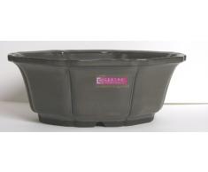 Vaso bonsai ovale 6102 in gres - cm.21,1x16 h.7,6 - Colore Tortora Smaltato -CERTRE
