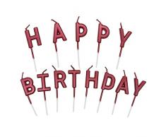 Candeline Happy Birthday, Particolari Candele di Compleanno, Cake Topper Decorazioni Torta Candele Decorative per Feste di Compleanno (Rosso)