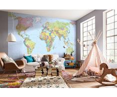 Komar, poster XXL, 4-038,carta da parati mappamondo, multicolore, 368 x 248 cm, (confezione da 4)