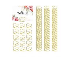 CDIYTOOL 100 supporti per carte da tavolo a forma di cuore, segnaposto per matrimoni, numeri da tavolo, foto, clip per anniversari, feste di compleanno, ufficio (oro)