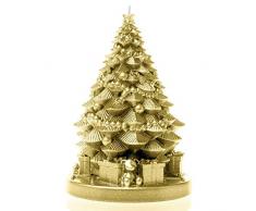 Candellana Candela Albero di Natale con regali | Altezza: 16 cm | Argento | Tempo di combustione 35h | Natale | Fatto a mano nellUE