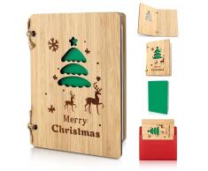 Biglietto Auguri Natalizi, Biglietti di Natale in Legno, Biglietto Natalizio, Biglietto di Auguri di Natale in Bambù, Biglietti Regalo Natale Biglietti di Auguri Fatti a Mano con Spago con Buste