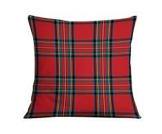 Babloo Cuscino Decorativo Quadrato Natalizio Idea Regalo Natale Grafica Tartan Lord Scozzese (Poliestere, 40X40cm)