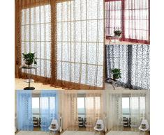 Tenda Tulle Motivo Fiore Floccato Decorazioni Interni Finestre Letto, Misura 100*200cm - Blu