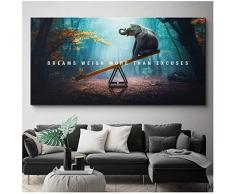 QIAOB Murale da Parete su Tela, Citazione Motivazionale Animale Pittura su Tela Poster Stampa Lettera Dreams Weigh Wall Art Picture No Frame