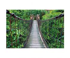 GREAT ART® Fotomurale – Ponte Sospeso – Poster Murale Decorazione Giungla Paesaggio Natura Avventure Foresta Pluviale Arbusti Tropici Ponte di Legno Carta da Parati 336 x 236 cm