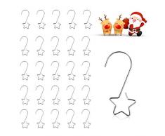 EKKONG 50 Ganci per Palline di Natale, Decorazioni per Albero di Natale, Ganci a Forma di S, Ganci per Albero di Natale, Ganci a Stella per Appendere Albero di Natale