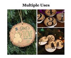 Fette Legno Naturale Decorazioni 6-7cm 30 Pz Dischetti Legno Grezzo Rotondo Con 10m Corda Iuta Fai da Te Natale Feste Matrimonio Segnaposto Dischi Legno Decorativi