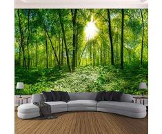 Murale Carta Da Parati Murali,Natura Paesaggio Verde Bosco Sole Foto Personalizzare 4D Wallpaper Arte Hd Stampare Poster Per Soggiorno Camera Da Letto Grandi Decorazioni Murali Di Seta,600Cm(W)×320Cm