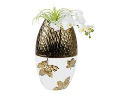Formano - Vaso Decorativo a Forma di Foglia, Anticato, 25 x 40 cm, Color Oro Panna Anticato