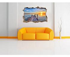 fantastica vista sul mare al tramonto muro passo avanti nel look 3D, parete o in formato adesivo porta: 92x62cm, autoadesivi della parete, autoadesivo della parete, decorazione della parete