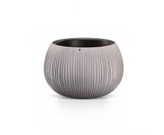 Prosperplast - Vaso per piante design 2 in 1 simile al cemento, vaso per piante rotondo in plastica