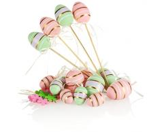com-four® Set di Decorazioni pasquali da 18 Pezzi - Decorazione Pasquale per LAlbero Pasquale - Uova di Pasqua Colorate da Appendere - Decorazioni pasquali (18 Pollici. - Verde/Rosa)