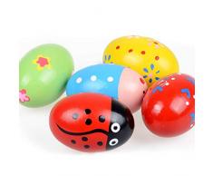 Nicedeal 2 PCS Bambini Uova Colorate di Sabbia di Legno Regali a percussione Strumenti Musicali Giocattoli Bambini di Halloween Modello Casuale Giocattoli per Bambini, Il miglior Regalo per i Bambini