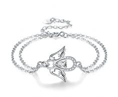 Micory Bracciale Angelo per Donna Ragazze,Braccialetto in Argento Sterling 925 Regolabile,Regali di Natale