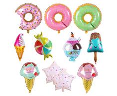 11 Palloncini in Alluminio con Ciambella Gelato,Decorazioni per Feste di Compleanno di Caramelle,Palloncini per feste estive per decorazioni estive per feste di compleanno