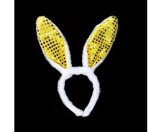 BYSTE Cerchietto, Bambina Cerchietti per Capelli Pasqua Festival Carina Paillettes Elastica Orecchi di Coniglio Fascia per capelli forcina Accessorio dei Capelli per Decorazione di Festa (Oro)