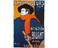 Henri De Toulouse-Lautrec - Aristide Bruant Dans Son Cabaret Poster Stampa Geante XXL (120 x 80cm)