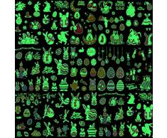 HOWAF Tatuaggi Temporanei Bambini, 12 Fogli Coniglietto pulcino Uova di Pasqua Tatuaggi Finti luminoso Adesivi Tatuaggi per Bambina e Ragazzo Festa di Pasqua Decorazioni Regali Gadget Giocattoli