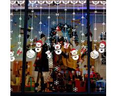 EXTSUD 2 Pezzi Vetrofanie Adesive Natalizie per Finestre Fiocco Pupazzo Neve Adesivi Natale Vetrine Negozi Porta Vetro Wall Sticker Rimovibile Decorazione Casa Addobbi Natalizi Fai da Te