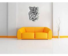 Monocrome, orgoglioso della tigre Papier aspect 3D, la taille de la vignette mur ou de porte: 62x45cm, stickers muraux, sticker mural, décoration murale
