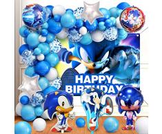 77 Pezzi Sonic Compleanno Decorazioni,Sonic Palloncino,Sfondo Compleanno,Palloncini Foil, Sonic Addobbi Festa Compleanno, Forniture per Feste a Tema per Ragazze Ragazzi