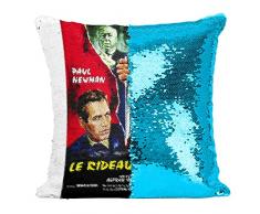 Cuscino con fodera in paillettes, con paillettes, motivo Il tenda strappata Vecchio manifesto francese di film retrò, poster cinematografico vintage