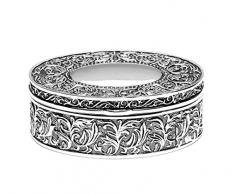 Elegante cofanetto portagioie, scrigno per gioielli in argento e velluto, base metal, cod. 01