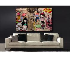Kunstbruder 'Stampa su tela Banksy Graffiti – Immagine 100 x 70 cm Miss Van. Immagine già montato su telaio. Pop Art pittura arte stampe, quadri, Immagini zur de, 70x100cm