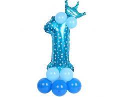 1 Anno Palloncino Foil Numero Palloncino Blu, totale 115 cm Foil Palloncini Numeri 1, Feste Decorazione di Compleanno Palloncino