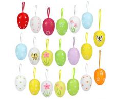 O-Kinee Uova di Pasqua, Decorazioni Pasquali, Uova di plastica, 20 Pezzi da AppendereColorate Uova Pasquali con La Corda, Pasqua Decorazioni casa, Decorazione e Regali del Partito di Pasqua