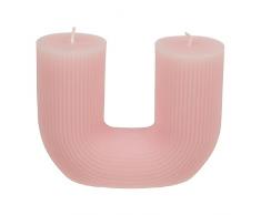 ReWu Candela di cera a forma di U a 2 stoppini rosa pastello candela decorativa candela decorativa per la casa