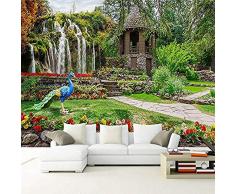 XHXI Moderno Giardino Paesaggio Cascata Scenario Sfondo Muro Decorazioni per la casa Soggiorno TV Rotoli Carta da parati fotomurali poster murale Soggiorno camera letto sfondo-300cm×210cm