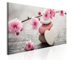 murando Quadro 135x45 cm 1 pezzo Stampa su tela in TNT XXL Immagini moderni Murale Fotografia Grafica Decorazione da parete Natura Feng Shui Spa Fiori Pietra Cuore Legno rosa b-B-0210-b-a
