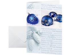 SIGEL DS057 biglietti di Natale in fantasia a palline blu, 25 pezzos