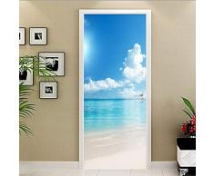 3D Stickers Porta mare Adesivi per Porte Adesivo porta interna cameretta wall art bagno Applique Carta removibile PVC impermeabile vinile Decorazione Carta Da Parati 77X200CM