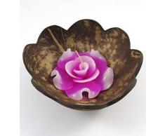 Candela profumata decorativa, set regalo a forma di rosa in mezzo guscio di noce di cocco.