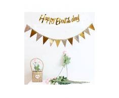 Bandiere di buon compleanno, Happy Birthday Bandiera Bunting , Happy birthday, Ghirlanda Banner Compleanno Decorazioni,Decorazioni di Compleanno con Bandiera Triangolare .(argento)