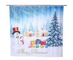 Fdit Tende da bagno per albero di Natale Pupazzo di neve Natale Tenda da doccia impermeabile Pupazzo di neve felice e Albero di Natale Tenda da doccia in tessuto poliestere impermeabile Buon Natale