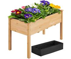 Yaheetech Fioriera/Aiuola Rialzata Orto Rialzato Balcone Giardino in Legno Grande 120 x 51 x 77 cm per Piante, Lettino da Giardino Esterno Giardinaggio
