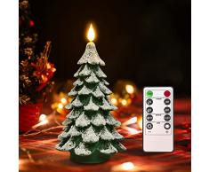 Albero di Natale a forma di candele a LED, PChero 1 pezzi a batteria Xmas Candele di cera reale senza fiamma tremolante per la casa Festival Camino Decorazione di Natale - Bianco caldo