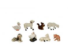 Set 8 Pezzi Animali da Cortile in Miniatura per Presepe 3 x h. 3 cm Fattoria in Resina Pecore Capre Gatto Cane Presepio Decorazioni Natalizie Paesaggio Scenario di Natale