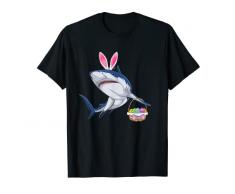 squalo, con, pasqua, cesto, e, coniglietto, orecchie, felice, Pasqua divertente Maglietta
